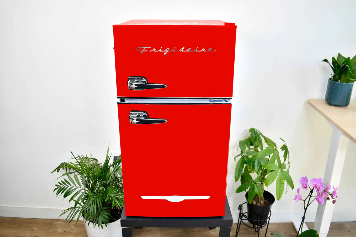 Frigidaire Retro Two-Door Compact Refrigerator With Freezer, 3.1 Cu. Ft., Red