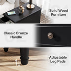 Solid Wood Narrow End Table With 3 Drawers - Fully Assembled