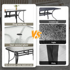 Arlopu Rectangular Patio Dining Table With 5mm Tempered Glass Top