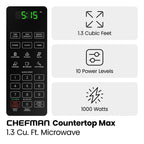 Chefman Countertop Microwave Oven, 0.9 Cu Ft, 900 Watts, Stainless Steel - CRJ55-SS-9