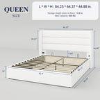 Queen Size Lift-Up Storage Bed With Wingback Headboard, Upholstered Platform Bed Frame With Hidden Storage