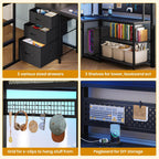 ADORNEVE Twin Size Metal Loft Bed With 75.6 x 41 in L-Shaped Gaming Desk, Drawers, Hutch And RGB Lights - Black