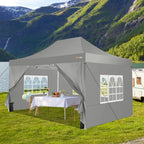 HOTEEL Heavy Duty Pop-Up Canopy Tent 10x15, 4 Sidewalls, Black