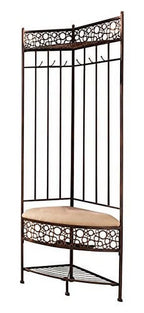 Kings Brand Furniture Metal Corner Entryway Storage Bench With Coat Rack - Brushed Copper