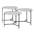 Bailey Street Home 38 inch Tiered Coffee Table, White Venetian Marble/Gunmetal Finish - 208-Bel-3826004