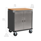 Seville Classics UltraHD 2-Door Rolling Cabinet, 28 in W x 18 in D x 34.5 in H