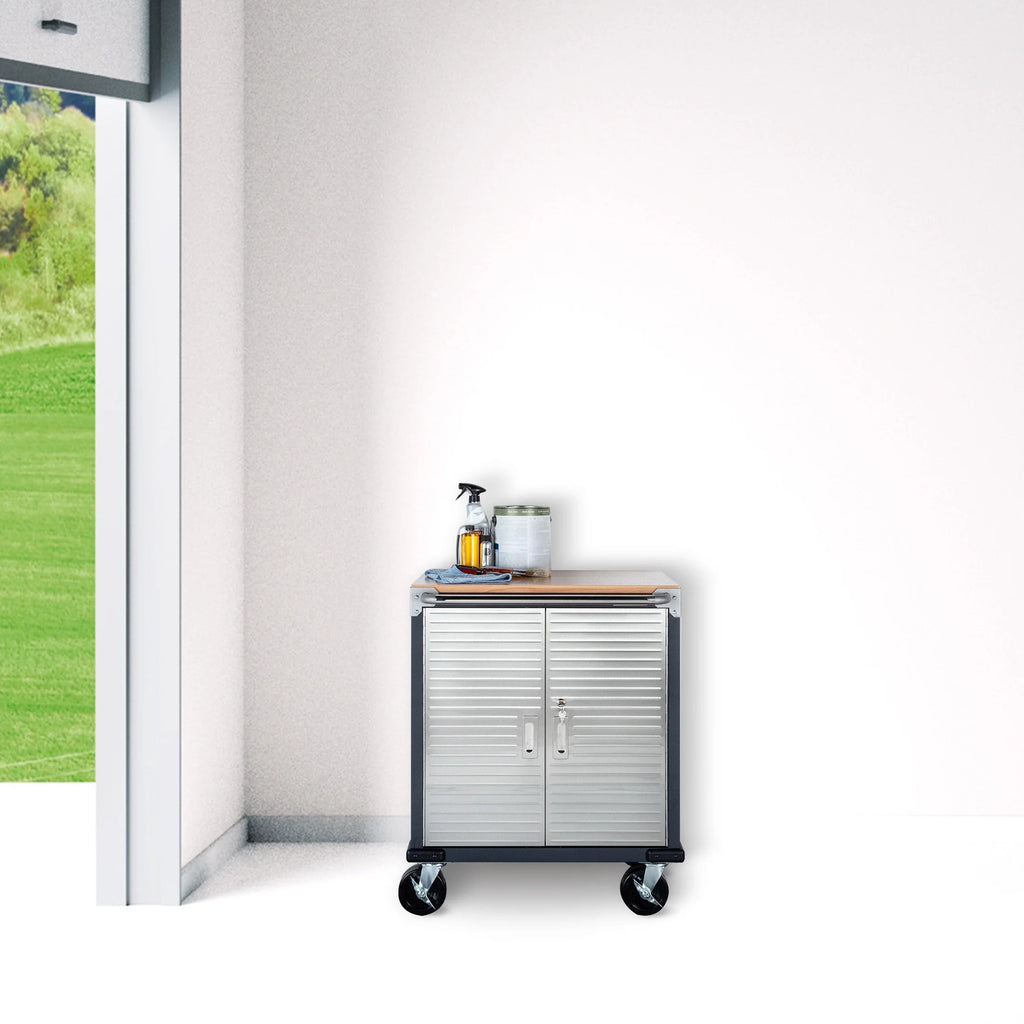 Seville Classics UltraHD 2-Door Rolling Cabinet, 28 in W x 18 in D x 34.5 in H