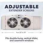 BIONAIRE Twin Reversible Airflow Window Fan With Remote Control - 8.5
