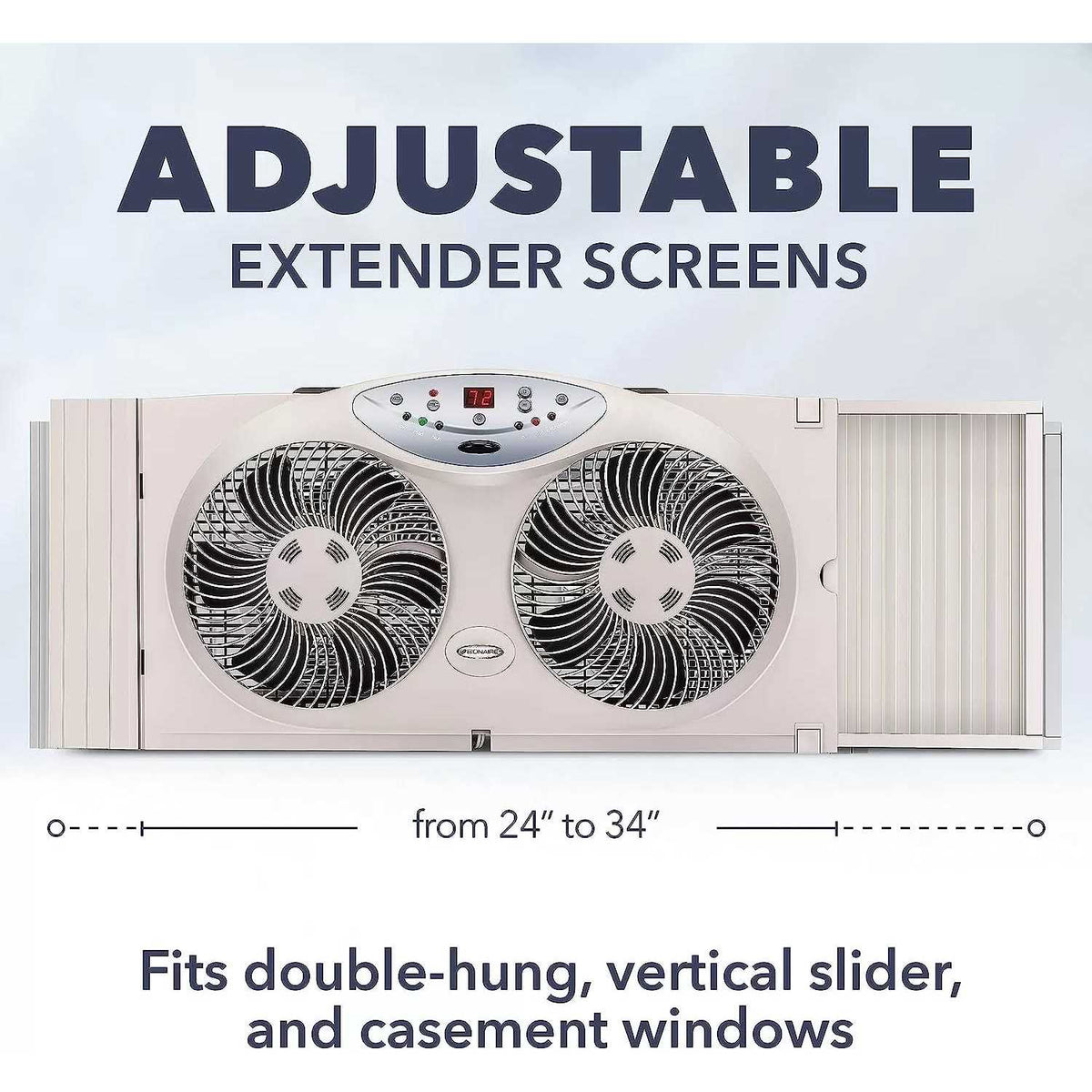 BIONAIRE Twin Reversible Airflow Window Fan With Remote Control - 8.5