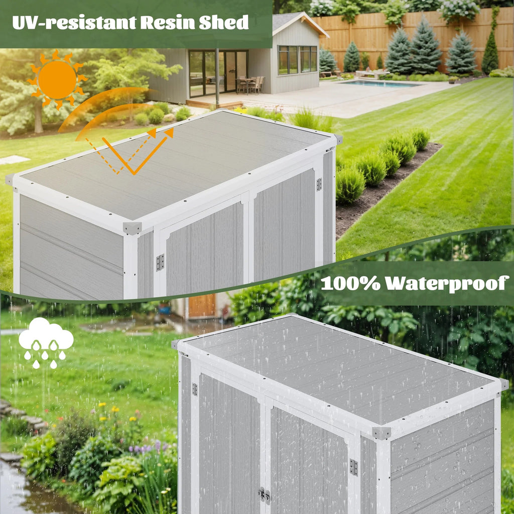 Enyopro Horizontal Resin Outdoor Storage Shed, 306Gal, 55.9in L x 29.52in W x 43.3in H