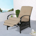 Adjustable Patio Recliner Lounge Chair With Cushion, 300 lbs - 38 (D) x 26.5 (W) x 38.5 (H) Inches