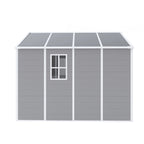 Seizeen Outdoor Resin Storage Shed, 41 Cu. Ft. / 306 Gal, Gray, 3 Doors With Floor