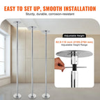 KFFKFF Dance Pole Set, 45mm Stainless Steel, Silver - HM-590S