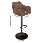Homfa Tall Adjustable Rolling Bar Stools With Armrests And Back, Vintage Brown, Set Of 2