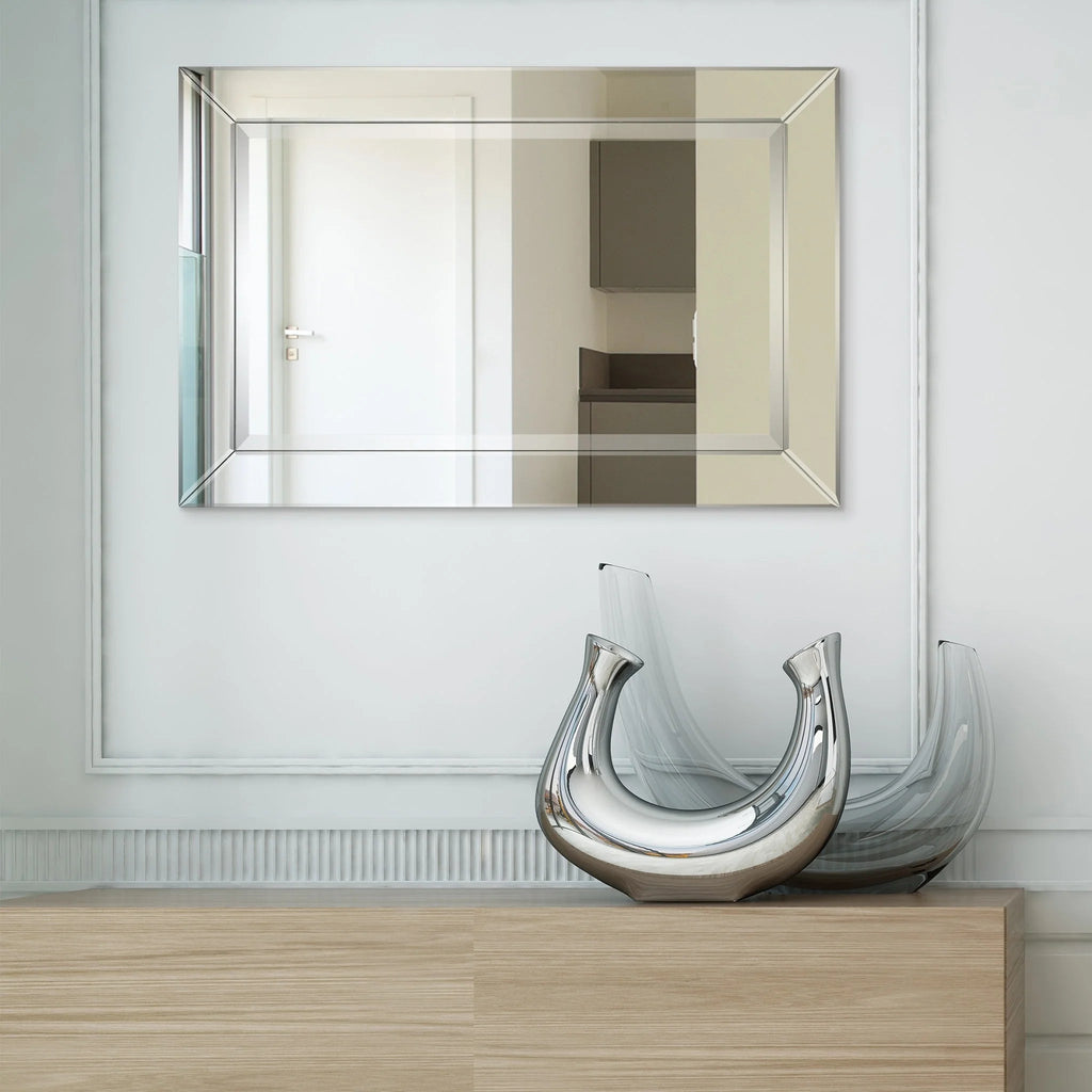 Rectangular Clear Beveled Wall Mirror - 3 Sizes