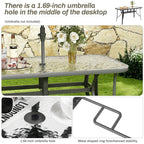 Arlopu Rectangular Patio Dining Table With 5mm Tempered Glass Top
