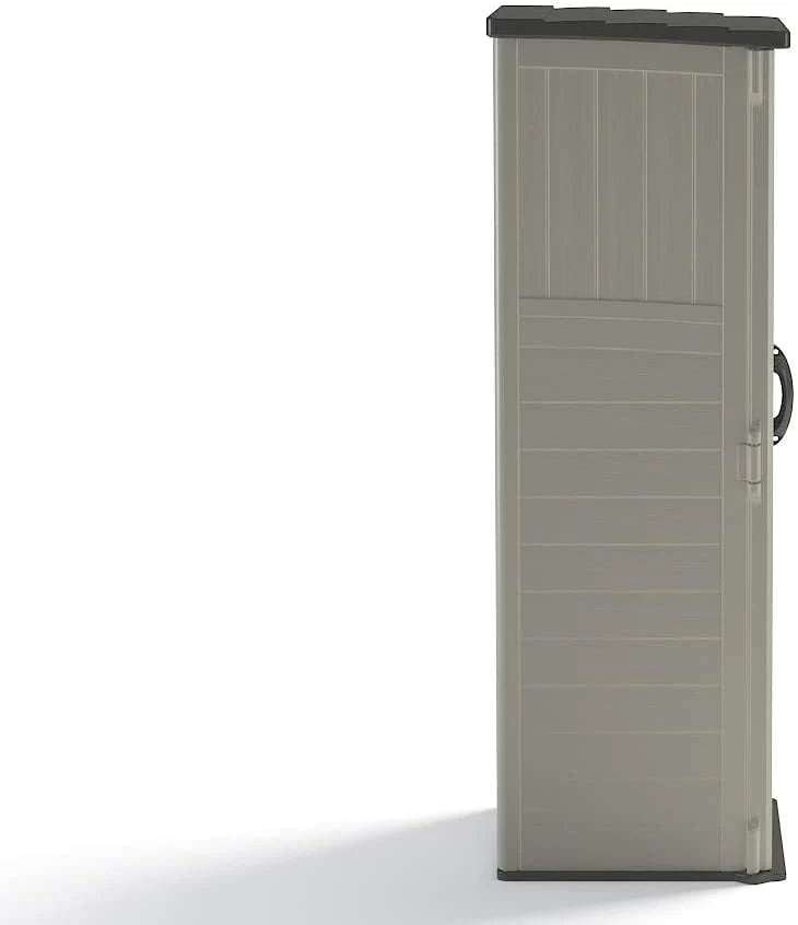Suncast Resin Vertical Storage Shed, 22 Cubic Feet, Light Taupe, 2' 1.5in x 2' 8.5in x 6' - BMS1250