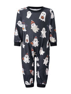 RUINIXCW Family Matching Halloween Ghost Pajama Set Black Long Sleeve Sleepwear for Trick or Treat Party Holiday Photos
