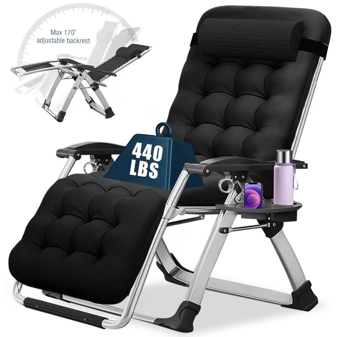 NAIZEA Zero Gravity Lawn Recliner Chairs, 2 Pack, Black