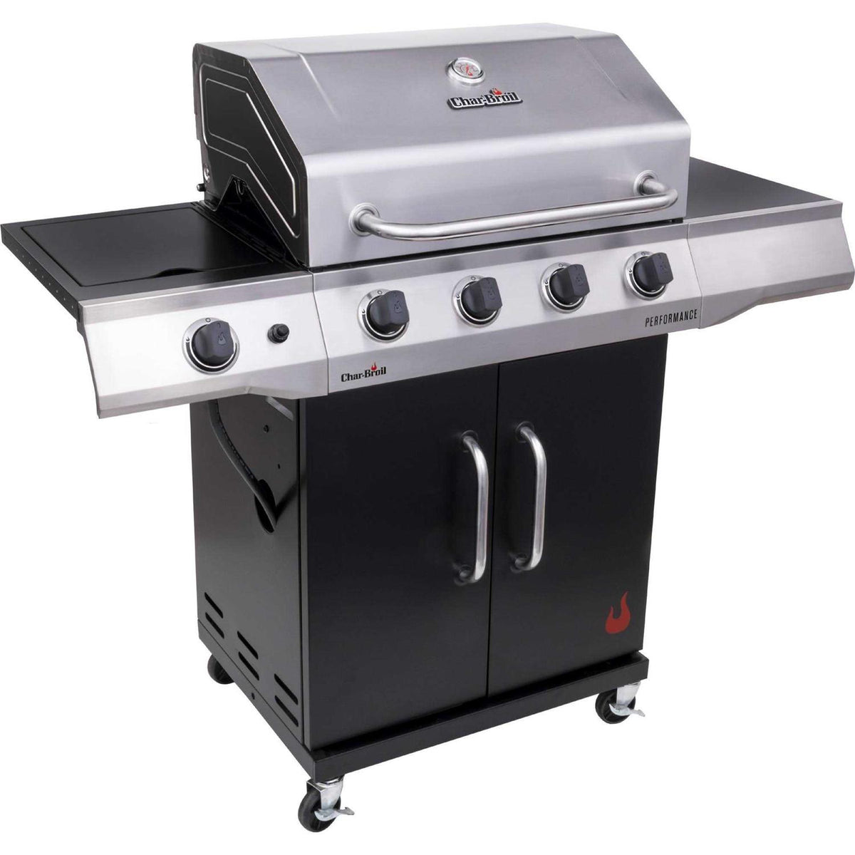 Char-Broil 4 Burner Propane Gas Grill With Cabinet, Silver/Black - 463353021