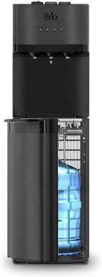 Self-Cleaning Bottom-Loading Water Cooler, Black Stainless Steel, 5 Gallons, 13.5in D x 12in W x 40.5in H