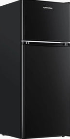 Upstreman 4.0 Cu.Ft Double Door Mini Fridge With Freezer, Black - BR401