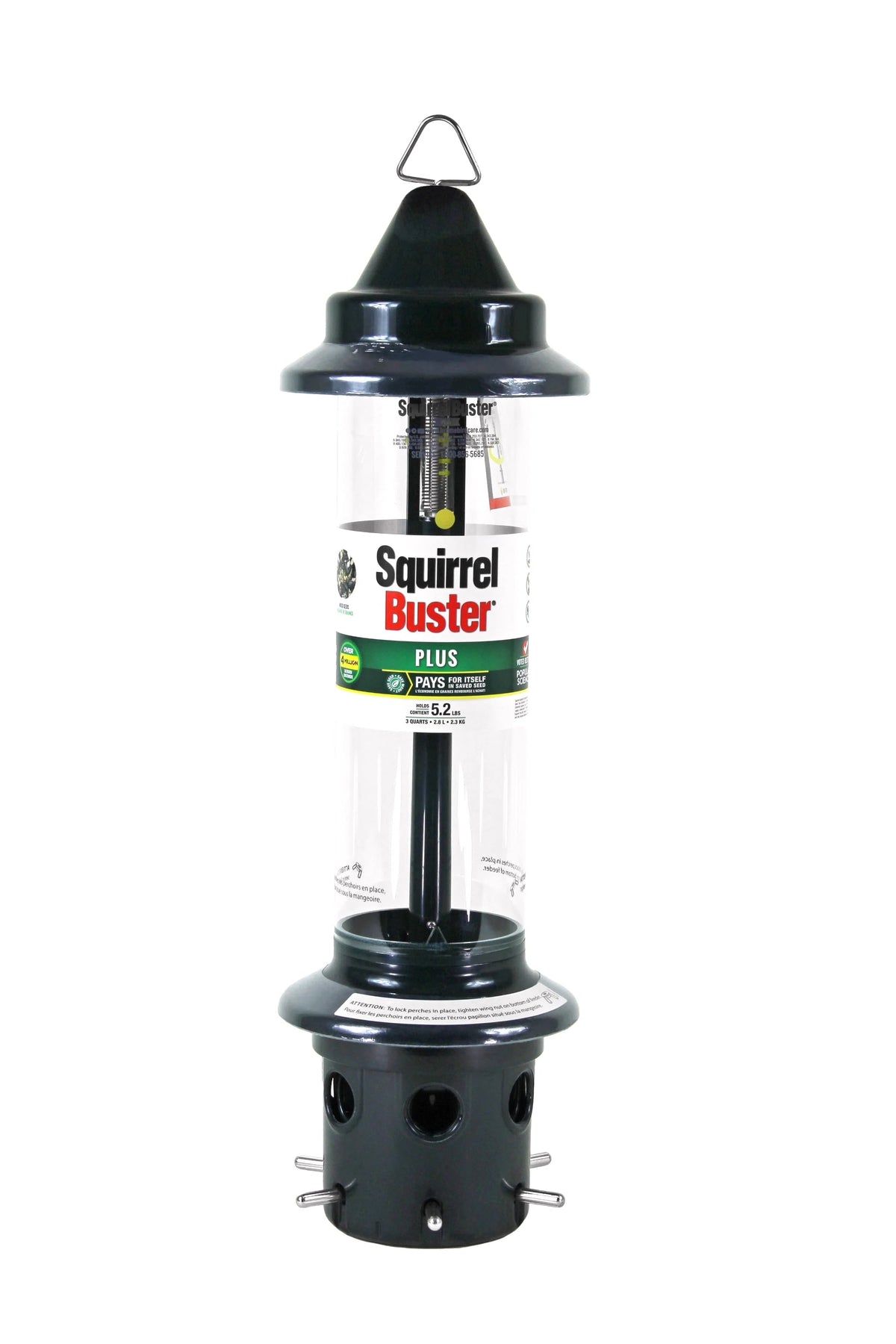 Brome Squirrel Buster Plus Tube Bird Feeder, 23 in, 3 Qt, 2 Pack - Cardinal Perch Ring