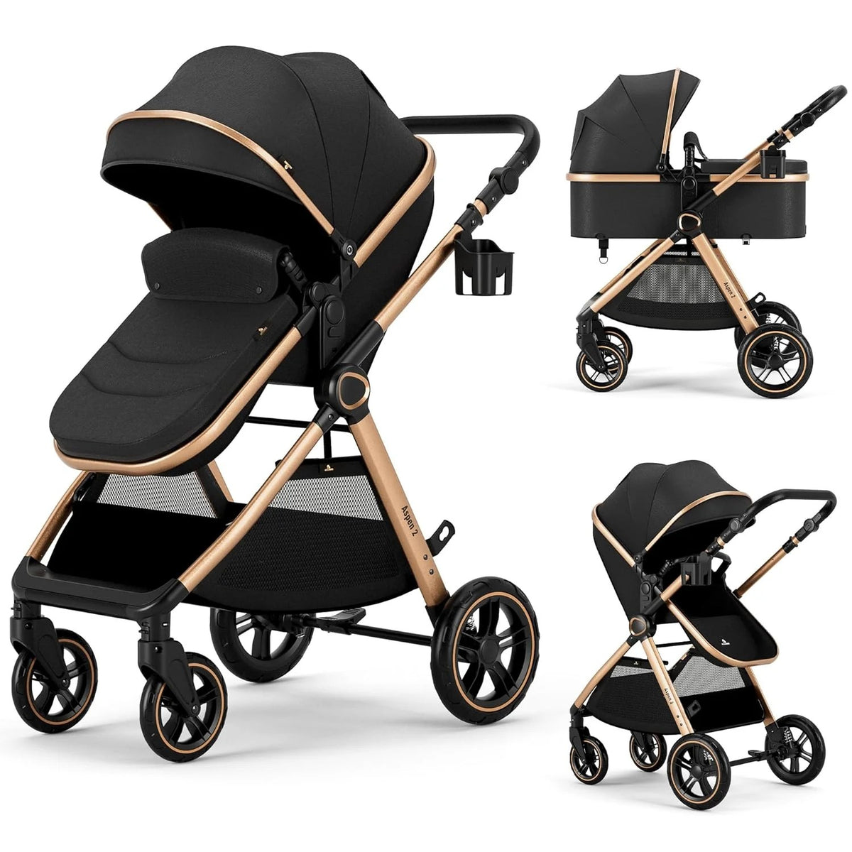 Accombe 2 In 1 Convertible Bassinet Baby Stroller For Infants And Newborns 0-36 Months