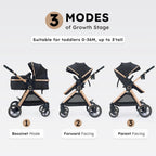 Accombe 2 In 1 Convertible Bassinet Baby Stroller For Infants And Newborns 0-36 Months