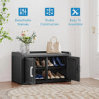 KAMABOKO Outdoor Shoe Storage Cabinet, Black, 2 Doors