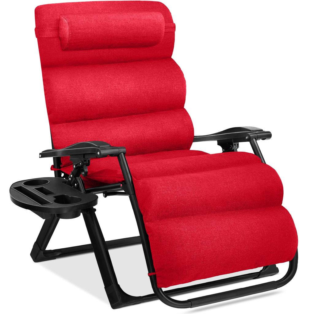 Best Choice Products Oversized Zero Gravity Folding Recliner With Removable Cushion And Side Tray - Fossil Gray
