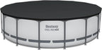 Steel Pro MAX 14 Foot x 48 Inch Round Steel Frame Above Ground Pool Set With 1,000 Filter Pump, Ladder And Cover - Gray