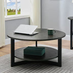 Round Coffee Table With Storage Shelf - 33.5 in