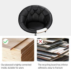 HOMEZY Tufted Swivel Vanity Chair, Black - Height Adjustable, 360-Degree