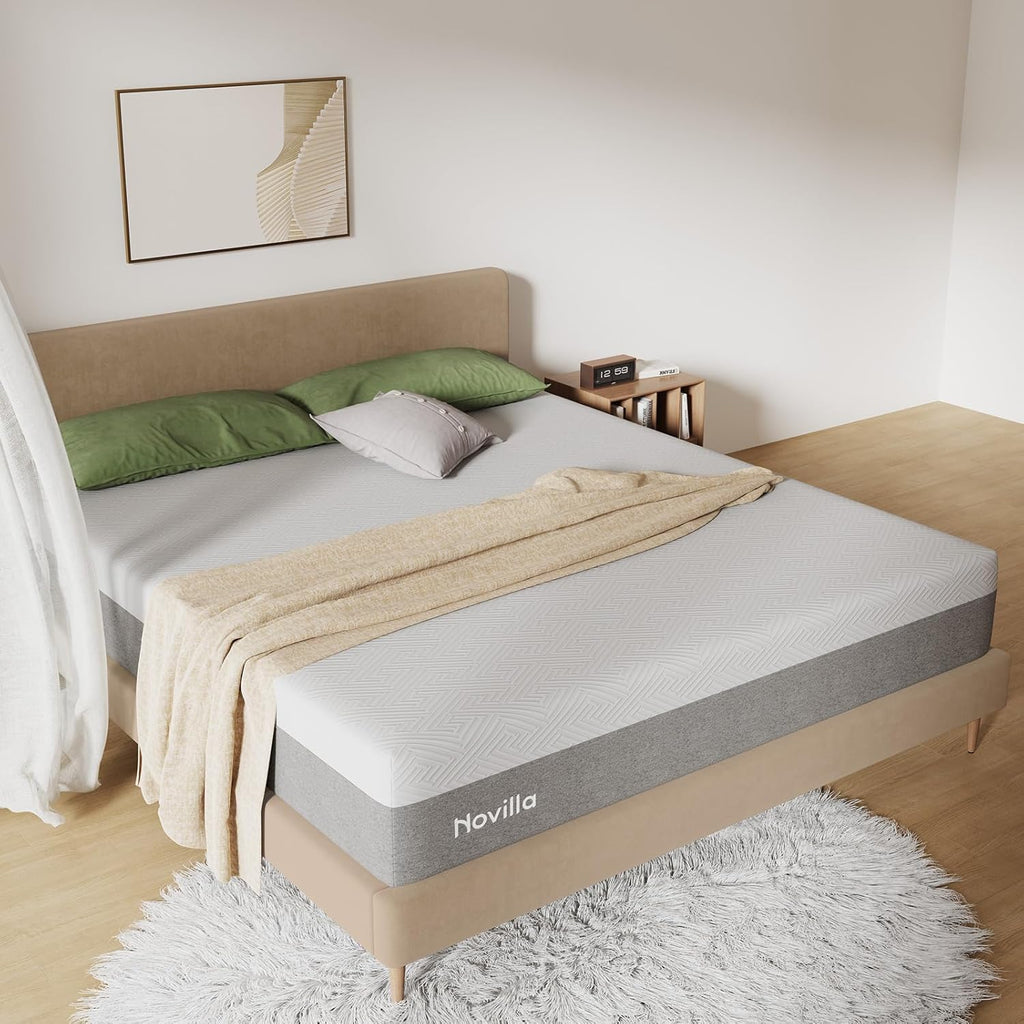 Novilla King Size 12 Inch Gel Memory Foam Mattress, Grey, Medium Plush - Bliss