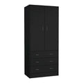 Devali Blue Double-Door Armoire With 3 Drawers And 1 Hanging Rod