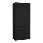 Devali Blue Double-Door Armoire With 3 Drawers And 1 Hanging Rod