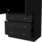 Devali Blue Double-Door Armoire With 3 Drawers And 1 Hanging Rod