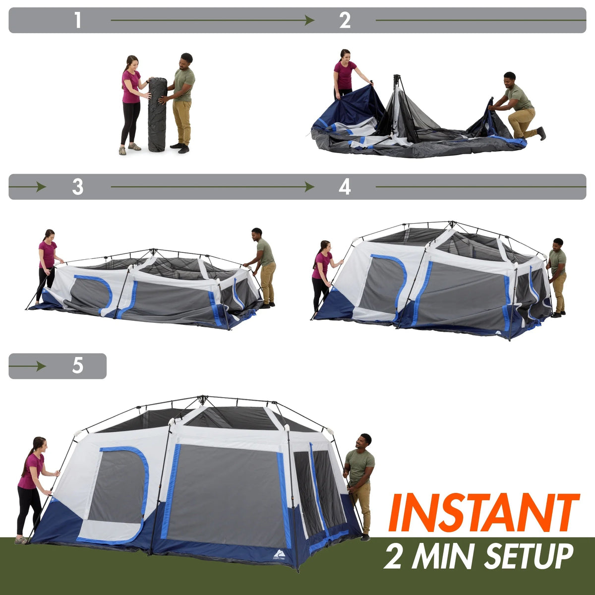 Ozark Trail 10-Person Lighted Instant Cabin Tent, 14' x 10', 40 lbs - 30711