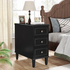Solid Wood Narrow End Table With 3 Drawers - Fully Assembled