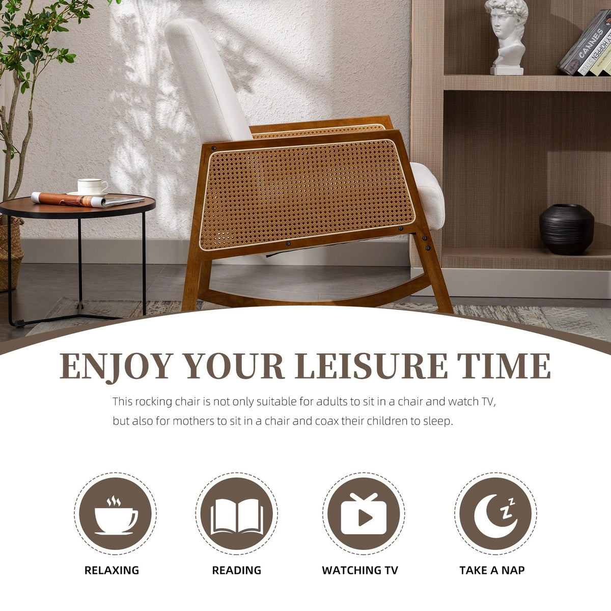 Upholstered Tall Back Gliding Rocking Armchair