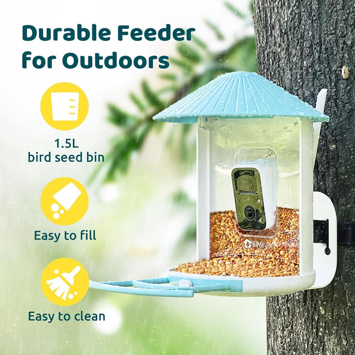 NETVUE by Birdfy Smart Bird Feeder With Camera, Solar Power, 1.5L