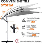 Sweetcrispy 9.8FT Offset Patio Umbrella With Easy Tilt Adjustment, 8 Ribs, Blue
