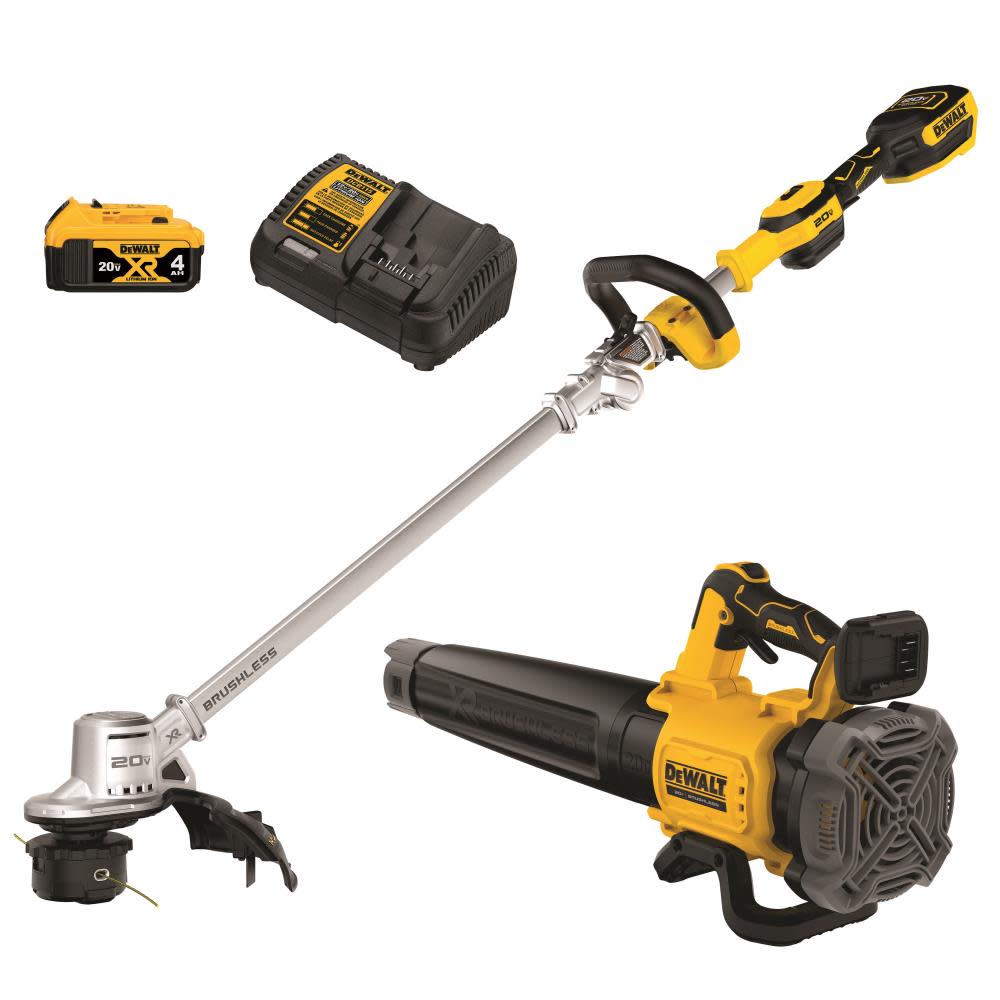Brushless 14-Inch Cordless String Trimmer And Blower Combo Kit With Battery And Charger