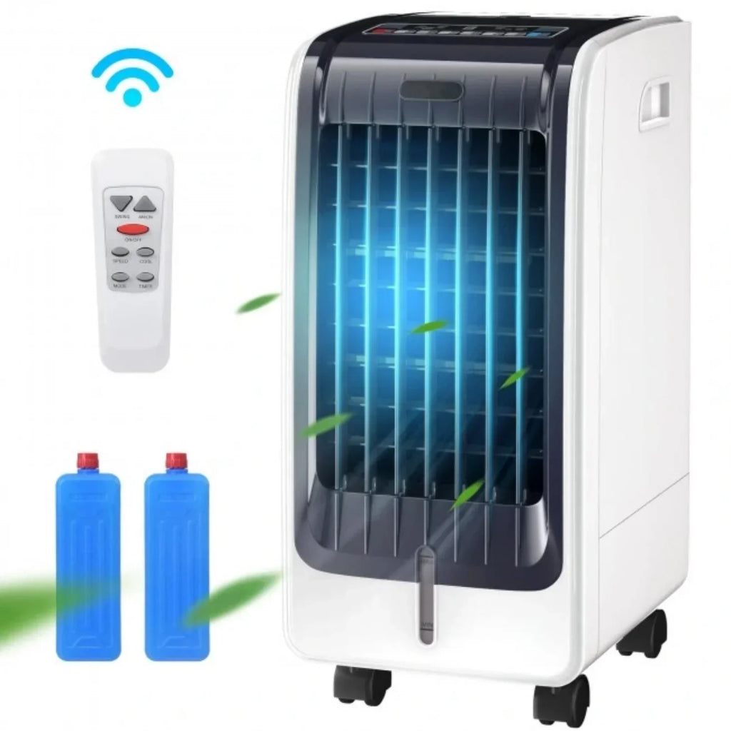 Portable Evaporative Cooling Fan, 6L, 3-Speed, 8H Timer, 110V, White
