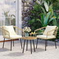 DEXTRUS 3-Piece Outdoor Patio Wicker Bistro Set With Soft Cushions