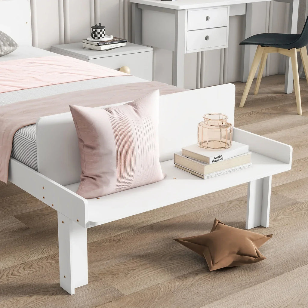 White Twin Bed With Footboard Bench