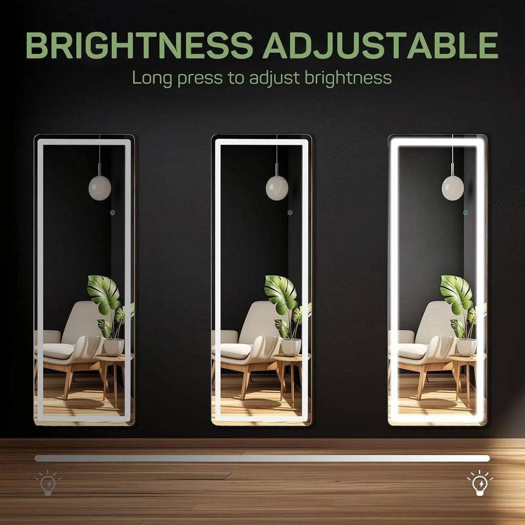 LED Full-Length Floor Mirror With Stand, 64 x 21 Inch