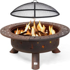 SUNCREAT 42-Inch Wood Burning Patio Fire Pit, Black, 42.1 Inch Diameter x 25.2 Inch High