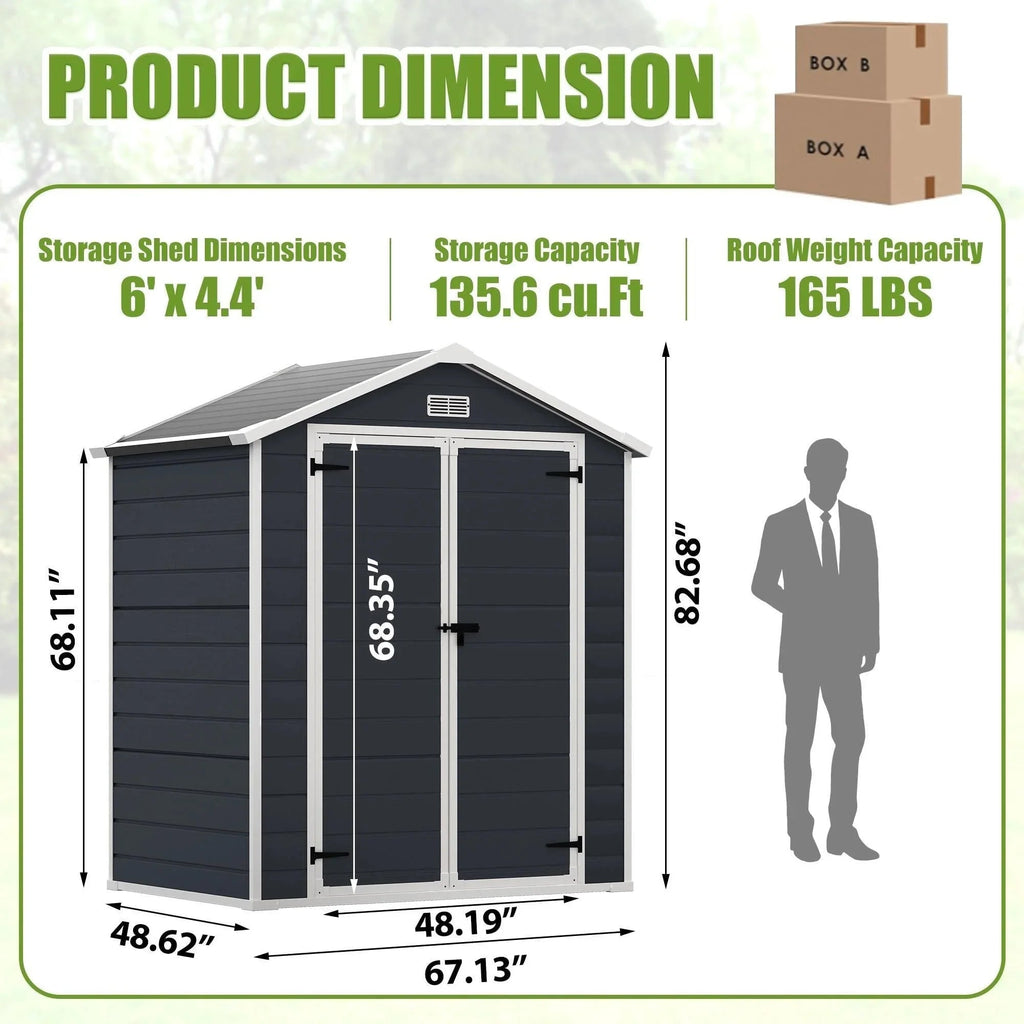 Enyopro Horizontal Resin Outdoor Storage Shed, 306Gal, 55.9in L x 29.52in W x 43.3in H